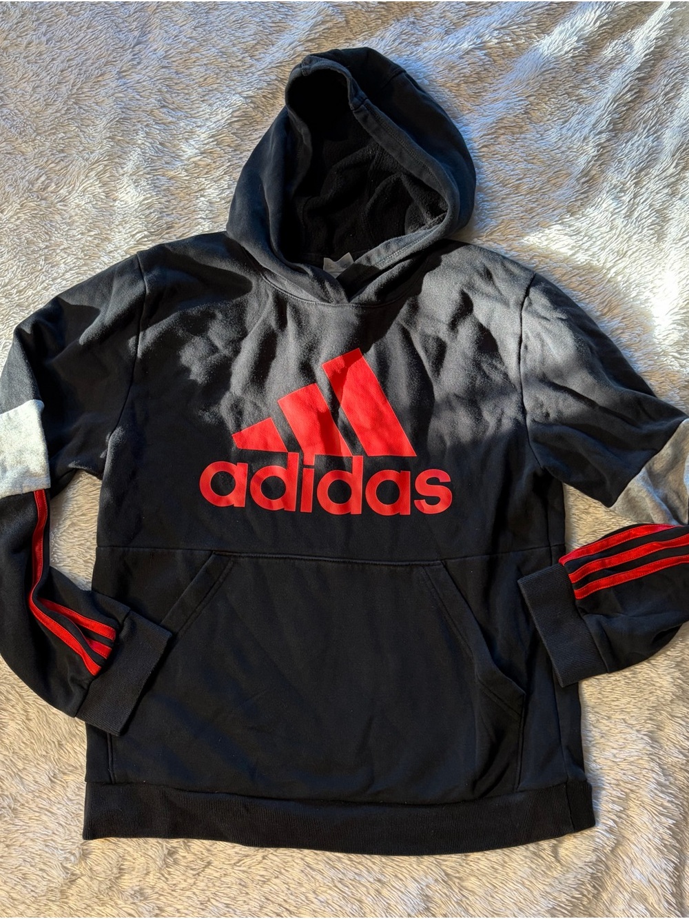 adidas Black Pullover Hoodie with Logo Tag